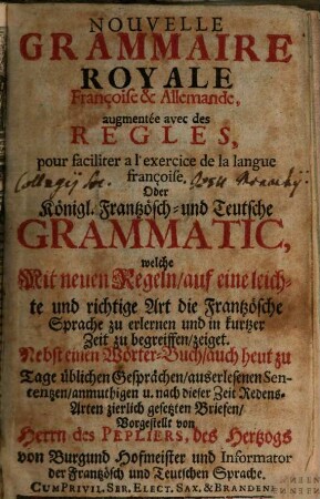 Nouvelle Grammaire ... Françoise et Allemande