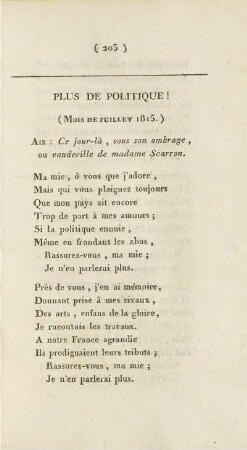 Plus De Politique! (Mois De Juillet 1815.)