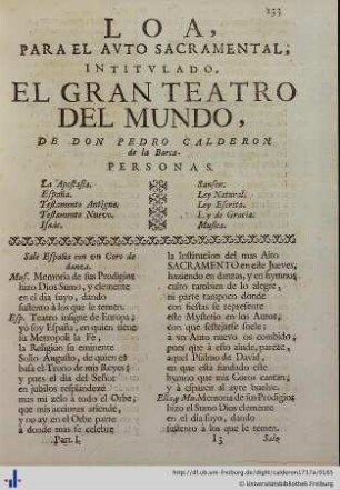 Loa para el Auto Sacramental El Gran Teatro del Mundo.