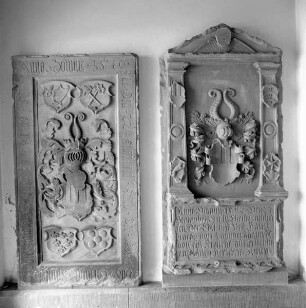 Grabplatte eines Herrn von Lomersheim (gestorben am 22. Februar 1570)