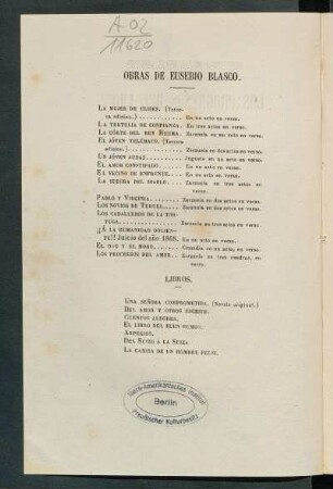 Obras de Eusebio Blasco