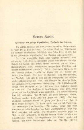 Neuntes Kapitel. Körperliche und geistige Eigenschaften, Denkweise der Japaner