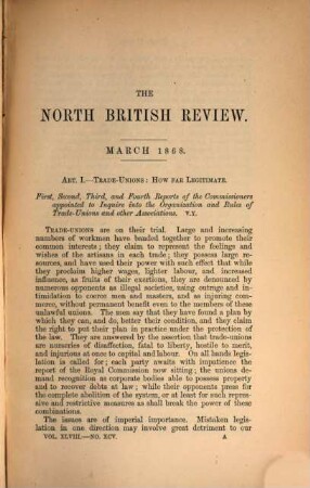 The North British review. 48. 1868 = N.S., Vol. 9, März - Juni