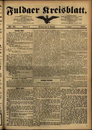 Ausgabe vom Freitag, den 09. August 1907.