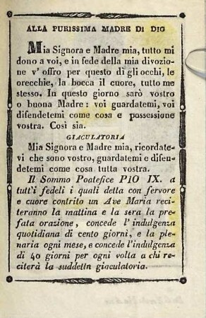 Alla purissima Madre di Dio