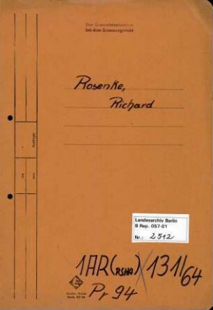 Personenheft Richard Rosenke (*03.08.1917)