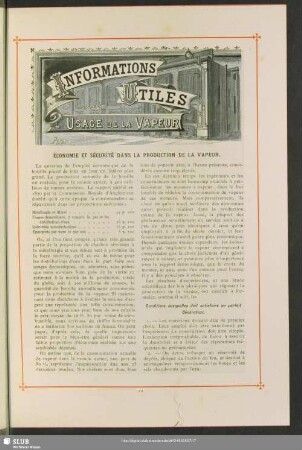 Informations Utiles Pour L´Usage De La Vapeur