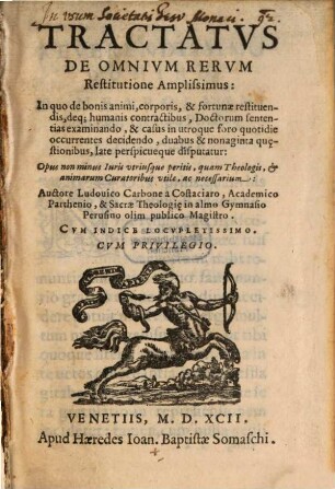 Tractatus de omnium rerum restitutione amplissimus