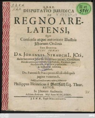 Disputatio Iuridica De Regno Arelatensi
