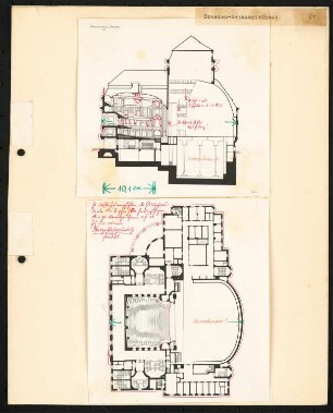 Schauspielhaus, Dresden: Grundriss und Längsschnitt