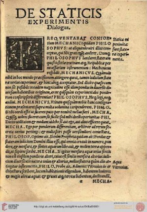 De staticis experimentis dialogus