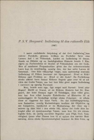 P.S.V. Heegaard: Indledning til den rationelle Etik (1867)