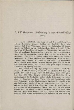 P.S.V. Heegaard: Indledning til den rationelle Etik (1867)