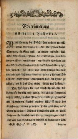 Gellerts sämmtliche Schriften, VIII. Th.. Gellerts moralische Vorlesungen