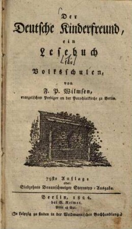 Der deutsche Kinderfreund : ein Lesebuch, [1].. Für Volksschulen