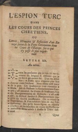 Lettre XIX. Au même