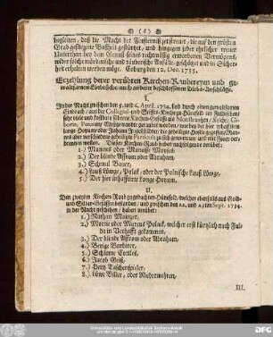 Erzehlung derer verübten Kirchen-Raubereyen und gewaltsamen Einbrüche/ auch anderer beschlossenen Diebs-Anschläge.