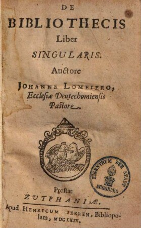 De bibliothecis : liber singularis