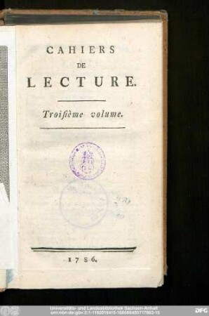 3.1786: Cahiers de lecture
