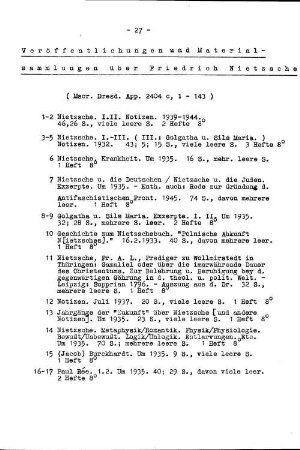Veröffentlichungen und Materialsammlungen über Friedrich Nietzsche
