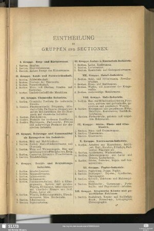 Eintheilung In Gruppen Und Sectionen