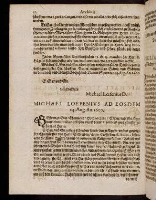 52-71, Michael Loefenius [...] An. 1600. - Elector Palatinzs [...] An. 1600.