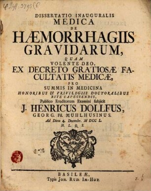 Diss. inaug. med. de haemorrhagiis gravidarum