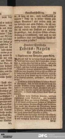 Hundert Christliche Lebens-Regeln für Kinder.