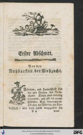 Erster Abschnitt. Von der Nutzbarkeit der Viehzucht.
