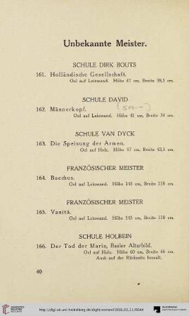 Unbekannte Meister (Nr. 161-181)
