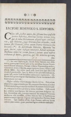 Lectori Benevolo S. Editores