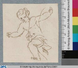 Putto mit Draperie über dem Arm
