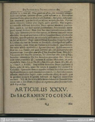 Articulus XXXV. De Sacramento Coenae