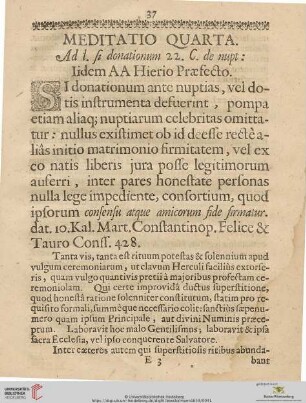 Meditatio quarta: Iidem AA Hierio Præfecto