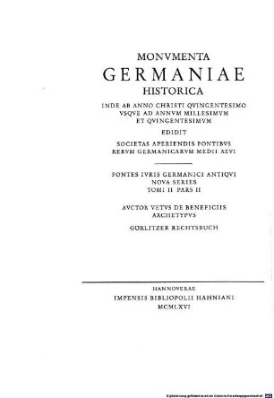 Auctor vetus de beneficiis, 2. Archetypus und Görlitzer Rechtsbuch