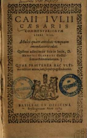 Caii Iulii Caesaris commentariorum libri VIII.