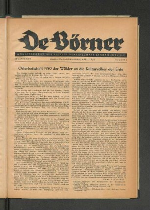 Osterbotschaft 1950 der Wälder an die Kulturvölker der Erde