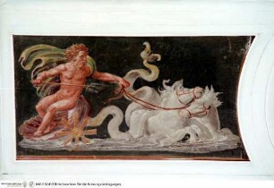Szenen aus der römischen Geschichte und Mythologie, Neptun in einem Muschelkarren, der von Seerössern gezogen wird