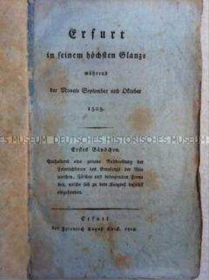 Broschüre über den Fürstentag von Erfurt 1808