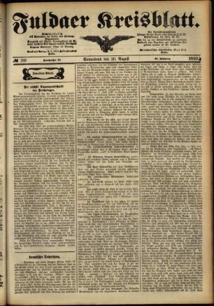 Zweite Ausgabe vom Samstag, den 20. August 1910.
