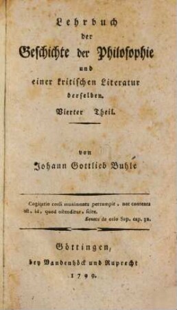 Lehrbuch der Geschichte der Philosophie und einer kritischen Literatur derselben, Vierter Theil