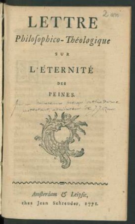 Lettre Philosophico-Théologique Sur L'Éternité Des Peines