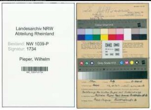 Entnazifizierung Wilhelm Pieper , geb. 12.08.1908 (Meister)
