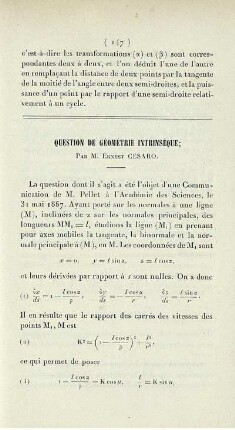 Question de géométrie intrinsèque.