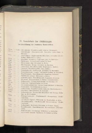 IV. Verzeichnis der Abkürzungen bei Bezeichnung der benutzten Handschriften.