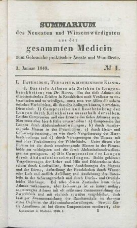 1. Januar 1840. No. 1.