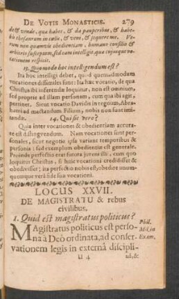 Locus XXVII. De Magistratu & rebus civilibus
