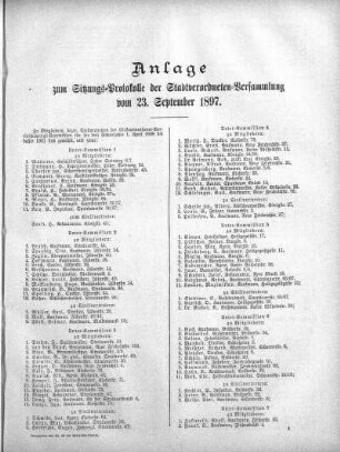 Anlage zum Sitzungs-Protokolle der Stadtverordneten-Versammlung vom 23. September 1897