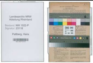 Entnazifizierung Hans Pattberg , geb. 09.04.1903 (Polizist)