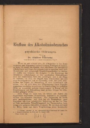 Der Einfluss des Alkoholmissbrauches auf psychische Störungen